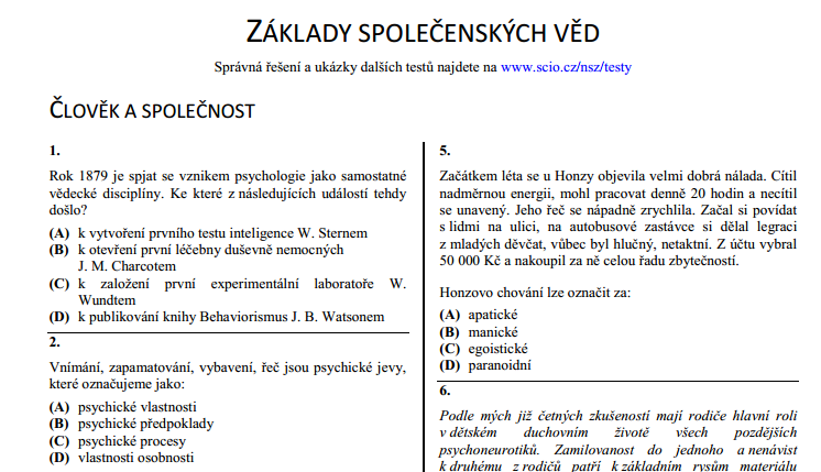 9 SCIO Základy společenských věd Typ zdroje: Webová stránka, dokument Odkaz: https://www.scio.cz/nsz/zsv.