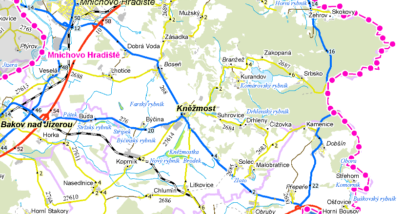 kraje. Silnice III/27931 se v zimě neudrţuje. Silnice II/279 prochází přes území dvou krajů a je tak v blízkosti křiţovatky rozdělena do tří úseků.