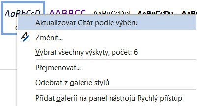 11.2.8 Nenormální styl Normální Styl Normální můžeme změnit stejným postupem, který je ukázán na předchozím obrázku.