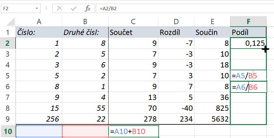 13.2 Zadávání dat a výrazů, plnění buněk Do buněk píšeme texty, čísla, a pokud chceme nějaký výpočet, tak výrazy. Výraz musí začínat znakem =.