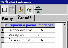 Prùvodce programem Seznam knih a ètenáøù Seznam knih je zobrazen, je-li vybrána záložka Knihy.