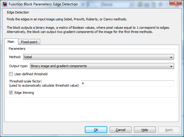 Detekce hran Obr. 3.3 Nastavení vstupních parametrů bloku Image From File. Parametry bloku Edge Detection nastavíme podle obrázku Obr. 3.4.