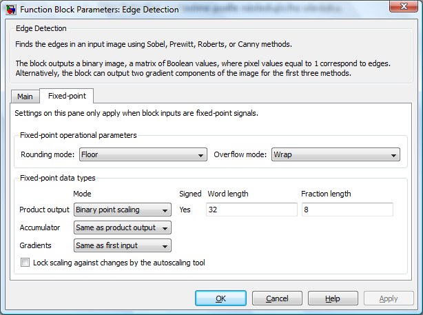 Detekce hran Obr. 3.5 Nastavení vstupních parametrů bloku Edge Detection v záložce Edge Detection. Parametry bloku Video Viewer block nastavíme podle následujícího postupu.