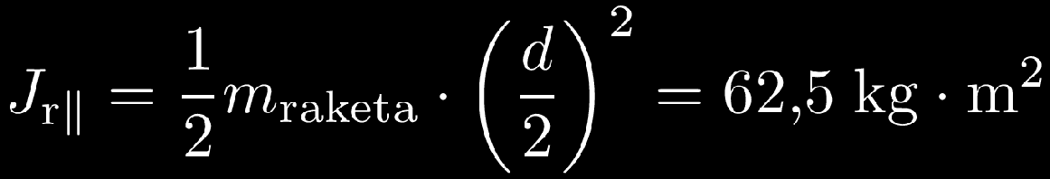 Výpočet raketa moment setrvačnosti rakety vůči ose rovnoběžné s její
