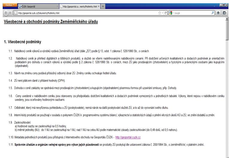 Data spravovaná ZÚ podmínky poskytování Zeměměřický úřad poskytuje datové sady a služby.