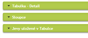 o Sloupce po kliknutí na rozbalovací lištu, se zobrazí seznam atributů pro danou tabulku a vpravo se zobrazí bližší informace o vybraném atributu. obr.