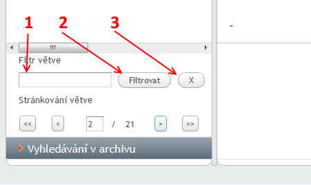 4.3 Filtr větve Rozsah výpisu inventářů lze zmenšit pomocí tzv. Filtru větve.