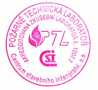 Centrum stavebního inženýrství a.s., Požárně technická laboratoř, Pražská 16, 102 21 Praha 10 tel. 281017111, fax 281017455, mobil 721 9 871, mail ptl@csias.