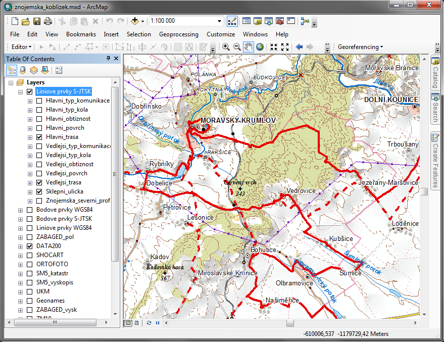 Obr. 6.4 Ukázka prostředí ArcMap 6.2.