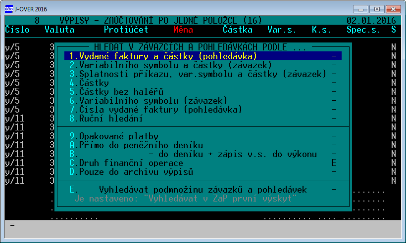 Po provedení Párování položek lze spárované položky prohlédnout v nabídce Spárované položky a ZaP a následně provést Hromadné zaúčtování do deníku.