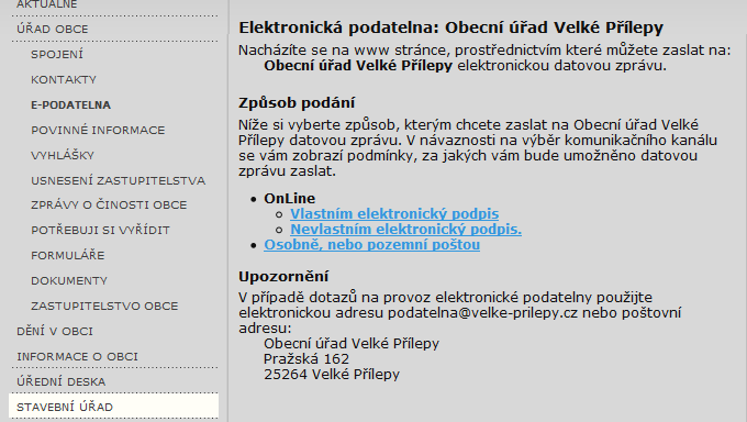 2. Elektronická podatelna dle vyhlášky 496/2004 Sb.