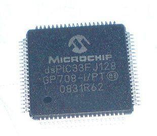 3.2.2. Použitý microcontroller Jako microcontroller pro naši desku byl použit 16-bitový Microchip DSPIC33FJ128MC708/PT ze série dspic33f.