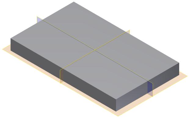 Tlačítkem návrat ukončíme náčrt, tedy režim 2D kreslení. Příkazem vysunout vysuneme z náčrtu těleso kvádr. Vzdálenost ponecháme 10 mm.