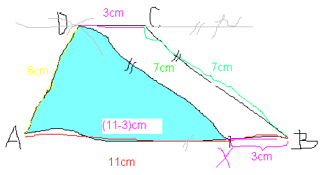 86 Planimetrie Lichoběžník Varianta C Sestroj lichoběžník ABCD, je-li dáno a=11cm, b=7cm, c=3cm, d=6cm. 1.