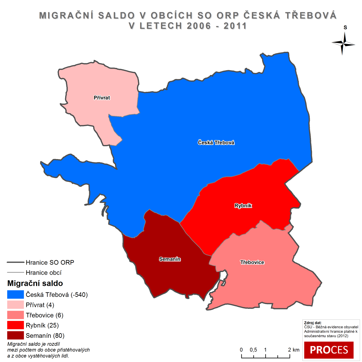 Z následujícího obrázku je patrné, že v obci Česká Třebová došlo v letech 2006 2011 k výraznému poklesu počtu obyvatel způsobenému migrací (540 obyvatel).