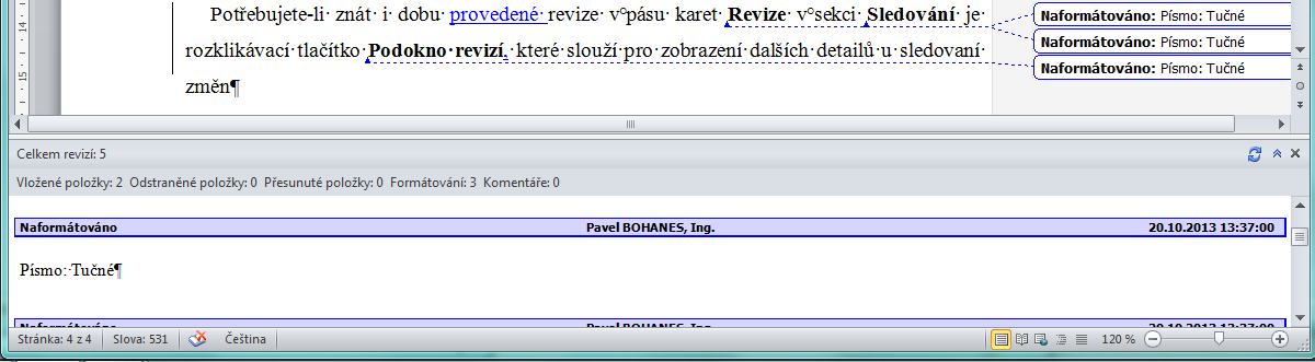 Na obrázku vidíte text, před změnou, vidíme osamocené písmenko a je napravo uprostřed ve výběru.