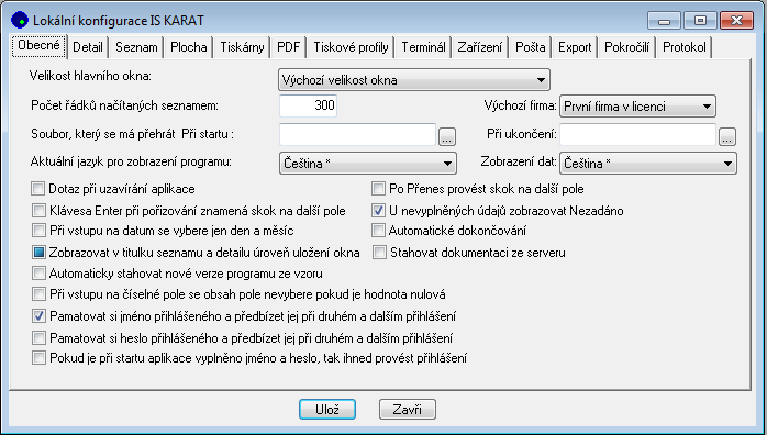 6 Lokální konfigurace IS KARAT Slouží pro nastavení definovatelných parametrů systému. V PB verzi je tato nabídka umístěna v menu System každého modulu.