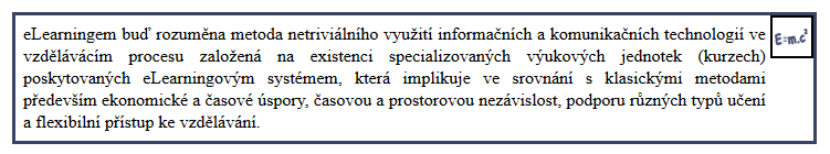 1 ÚVOD DO TVORBY ELEKTRONICKÝCH STUDIJNÍCH OPOR Slovník pojmů seznam pojmů uvedených v e-opoře. Studenti si mohou zobrazit jejich význam. Klíč obsahuje řešení testů umístěných ve e-opoře.