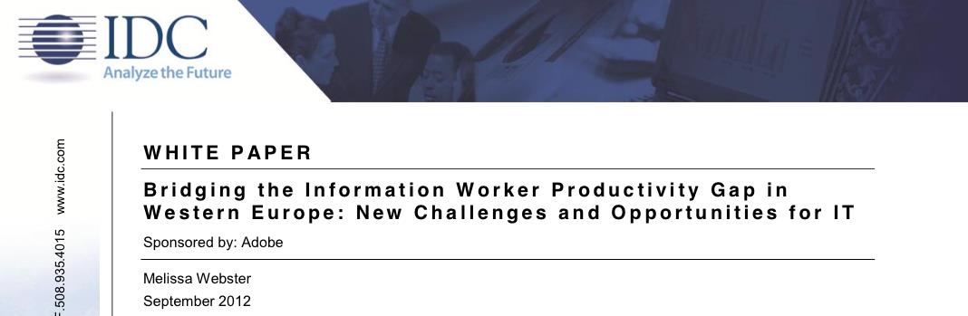 Západoevropská studie Information Worker Productivity Study (2012) Náš průzkum ukazuje, že běžný zaměstnanec v západní Evropě, který využívá při práci ICT, ztrácí každý týden značné množství