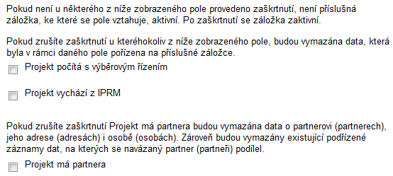 Pokyny řídícího orgánu - zmáčknutím tlačítka uživatel nalezne aktuální příručky Desatera OP LZZ, pokyny pro monitorovací zprávu a žádost o platbu, novinky v aplikaci, odkaz na hotline adresu Řídícího