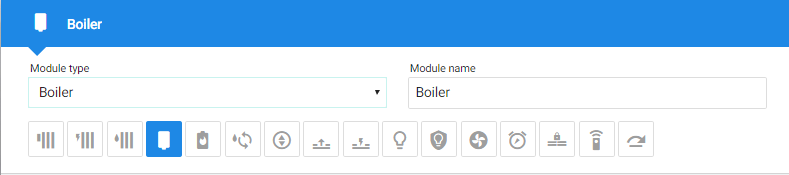 2) Po výběru zařízení se Vám předvyplní název pro modul, jenž ovládá zařízení a ikona modulu. Pokud si přejete jiný název nebo jinou ikonu pro modul, můžete tyto hodnoty změnit.