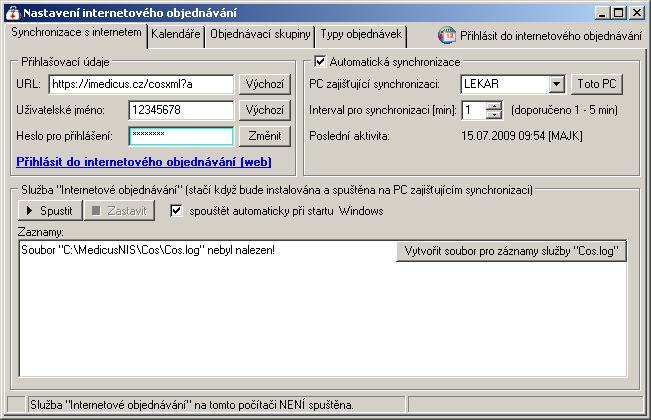 imedicus - internetové objednávání 3 Nastavení internetového objednávání * Pokud je účet správně nastaven lze již přistupovat k webové aplikaci - menu: Objednávky/Internetové objednávání (web)