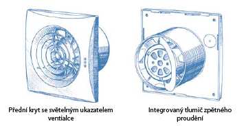 Užitkové prostory Restaurace Pracovní prostředí Zdravotnická zařízení Školy, školky Verze provedení: S vypínačem (S) Ventilátor je ovládán šňůrkovým spínačem.