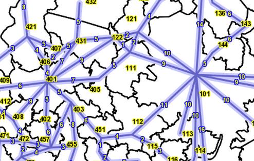 Zónově relační tarif Zóna 401 Teplice -přiřazení zastávek do zón 401 Teplice 101 Ústí n. L.
