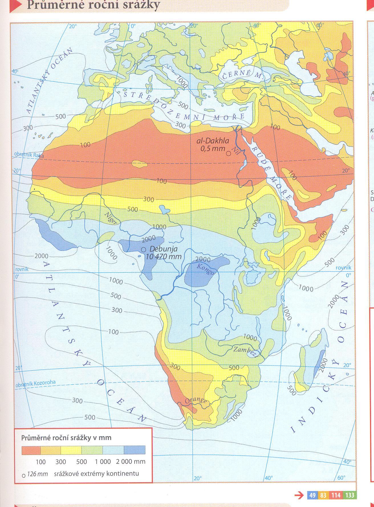 Srážkové oblasti Afriky subtropy tropy