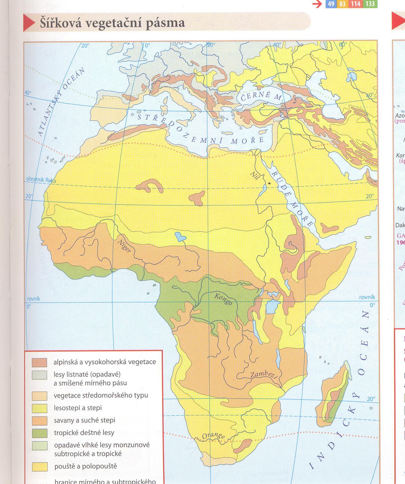 Vegetační oblasti Afriky Subtropická vegetace Pouště a