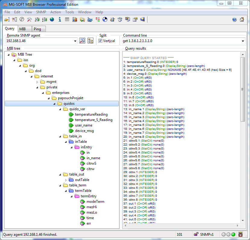 Quido ETH SNMP S e z n á m e n í Protokol SNMP (Simple Network Managment Protocol) je standardním protokolem určeným pro správu nejrůznějších koncových zařízeních, připojených na síť Ethernet.