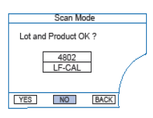 - Vyberte <User ID> a stiskněte ENTER. - Vyberte <SAMPLE ID> a stiskněte ENTER. - Vyberte <Next> a stiskněte ENTER. - Potvrďte <Lot> ID a <Product> ID> výběrem <Yes> a stiskněte ENTER.