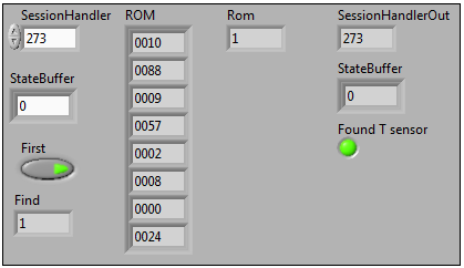 Vstupem jsou hodnoty SessionHandler z podprogramu StartSession a StateBuffer. Další je logický datový typ boolean, který určuje programu, zda jde o první zařízení na 1-wire sběrnici.