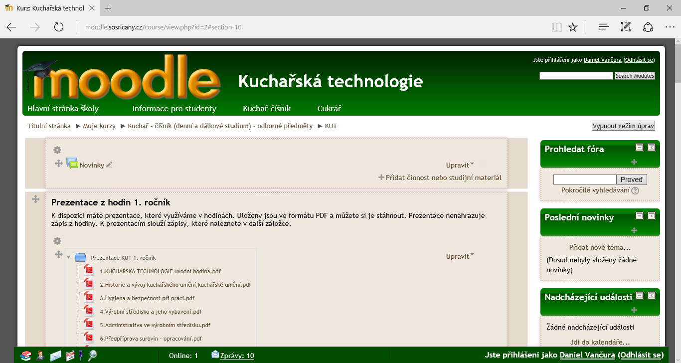Moučníky. Dietní stravování.