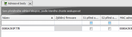 Konfigurace adresového bodu 1. systému. 2. Adresové body této agend.