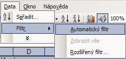 PRÁCE S BUŇKOU Filtr (automatický filtr) Filtrem