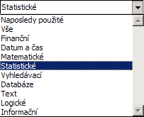 JEDNODUCHÉ VÝPOČTY Vkládání vzorců pomocí průvodce Okno průvodce Seznam