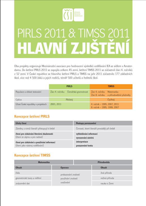 Národní zprávě TIMSS 2011