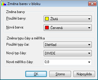 Možnost dodatečně hromadně změnit barvu, typ čáry a měřítko u vložených bloků ve výkrese, aniž by jste tyto bloky museli rozbíjet.