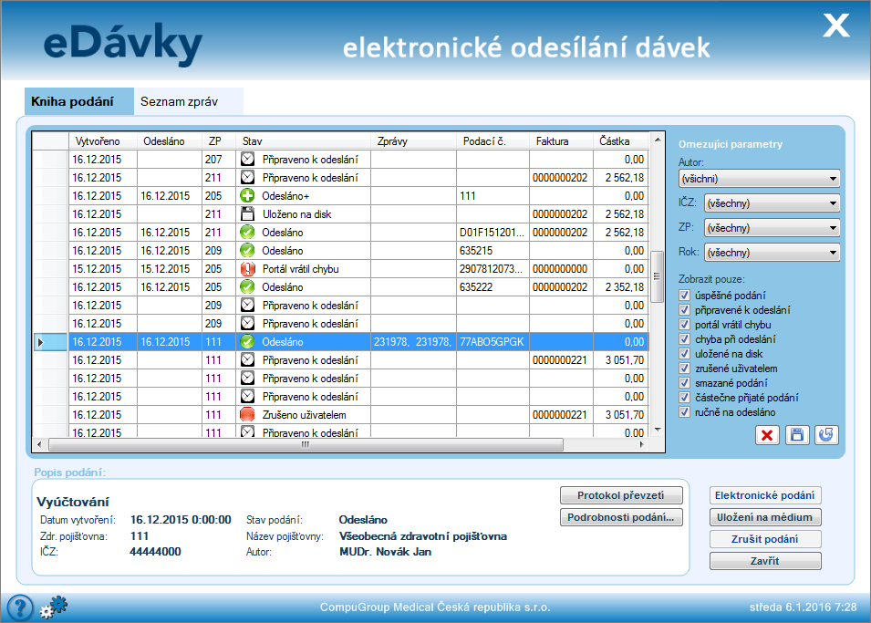 Nová Kniha podání Vizuální přeměnou prošla také Kniha podání, která byla rozšířena o nové stavy podání.