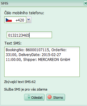 5.2.2. Zasílání SMS Pokud jste potvrdili vaši rezervaci kliknutím na Rezervovat + SMS, rezervace bude provedena na pozadí, a budete přesměrování do dialogového okna SMS.