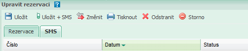 5.3.5. Funkce SMS V přehledu rezervací je možnost zaslat SMS následně již pro vykonanou rezervaci. Prosím, klikněte na následující ikonu. Dialogové okno SMS se otevře. (Viz sekci 5.2.2.).