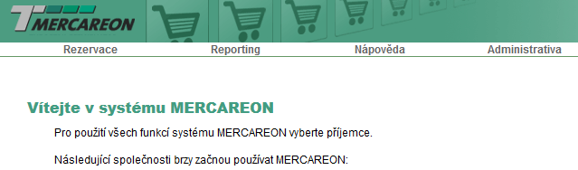 4. Uživatelské rozhraní MERCAREON 2.0 Domovská stránka Když jste přihlášeni do MERCAREON, budete automaticky přesměrováni na rozhraní systému.