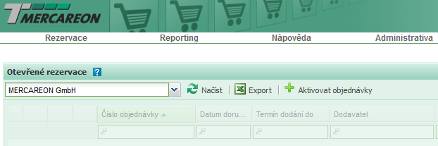 5. Záložka Rezervace 5.1. Otevřené rezervace V záložce "Otevřené rezervace" máte možnost aktivovat objednávky.