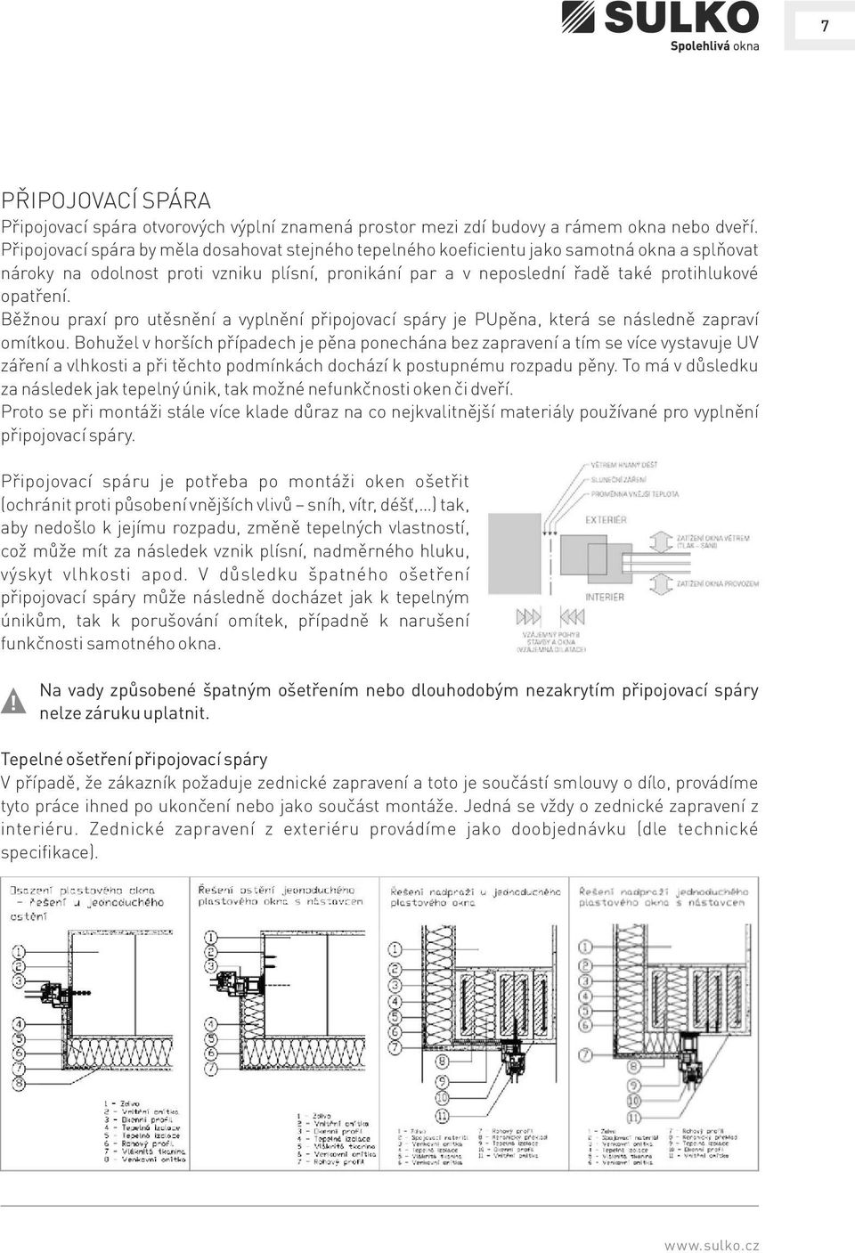 Běžnou praxí pro utěsnění a vyplnění připojovací spáry je PUpěna, která se následně zapraví omítkou.