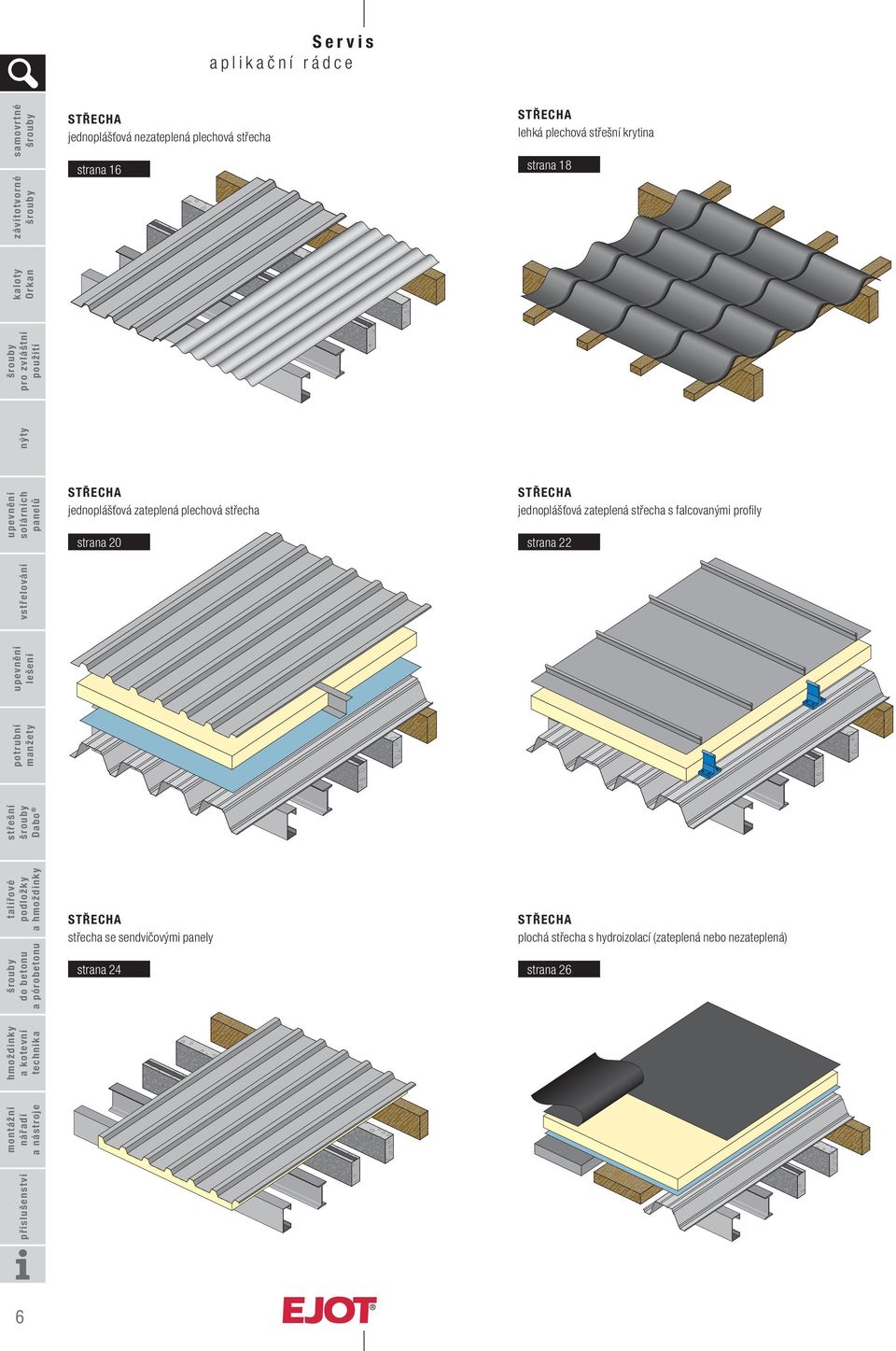 STŘECHA jednoplášťová zateplená střecha s falcovanými profi ly strana 22 STŘECHA střecha se