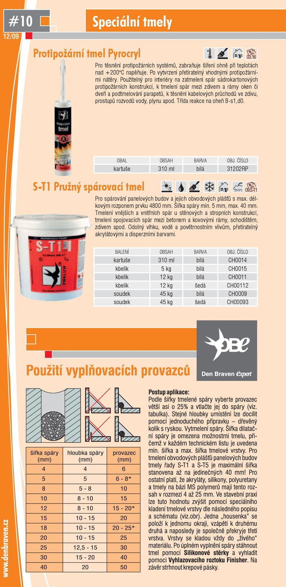 Použitelný pro interiéry na zatmelení spár sádrokartonových protipožárních konstrukcí, k tmelení spár mezi zdivem a rámy oken či dveří a podtmelování parapetů, k těsnění kabelových průchodů ve zdivu,