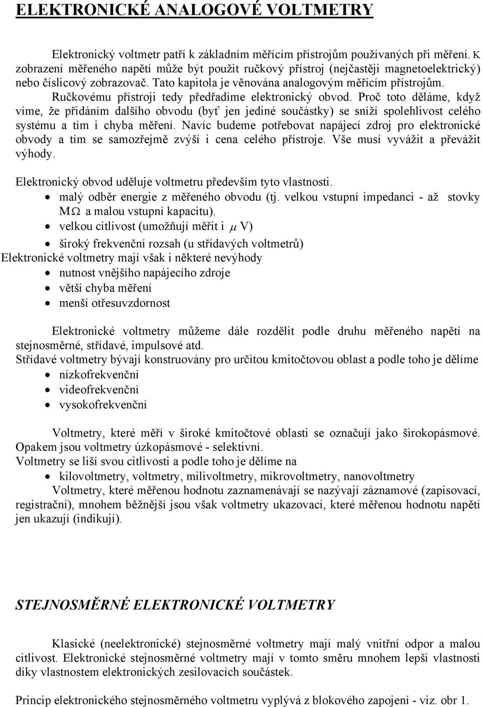 ELEKTRONICKÉ ANALOGOVÉ VOLTMETRY - PDF Stažení zdarma