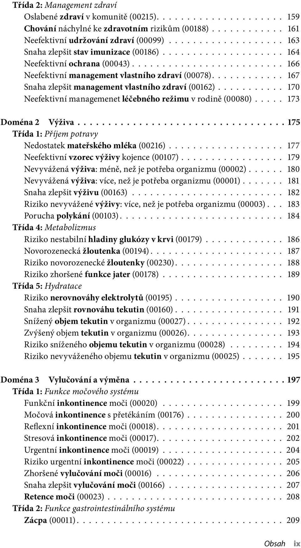 ........... 167 Snaha zlepšit management vlastního zdraví (00162)........... 170 Neefektivní managemenet léčebného režimu v rodině (00080)..... 173 Doména 2 Výživa.