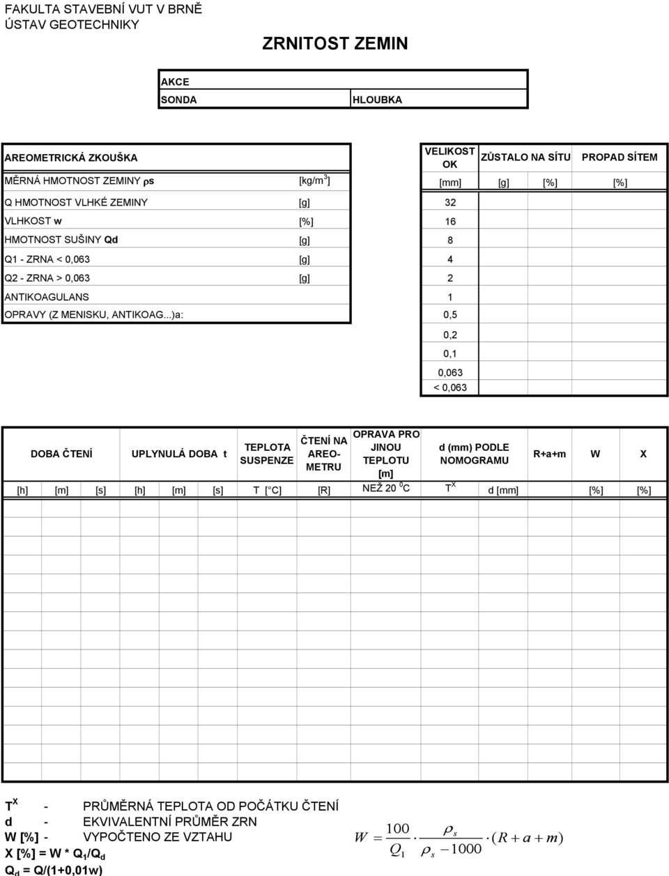 ..)a: 0,5 0,2 0,1 0,063 < 0,063 OPRAVA PRO ČTENÍ NA TEPLOTA JINOU d (mm) PODLE DOBA ČTENÍ UPLYNULÁ DOBA t AREO- R+a+m W SUSPENZE TEPLOTU NOMOGRAMU METRU [m] [h] [m] [s] [h] [m] [s] T [ C]